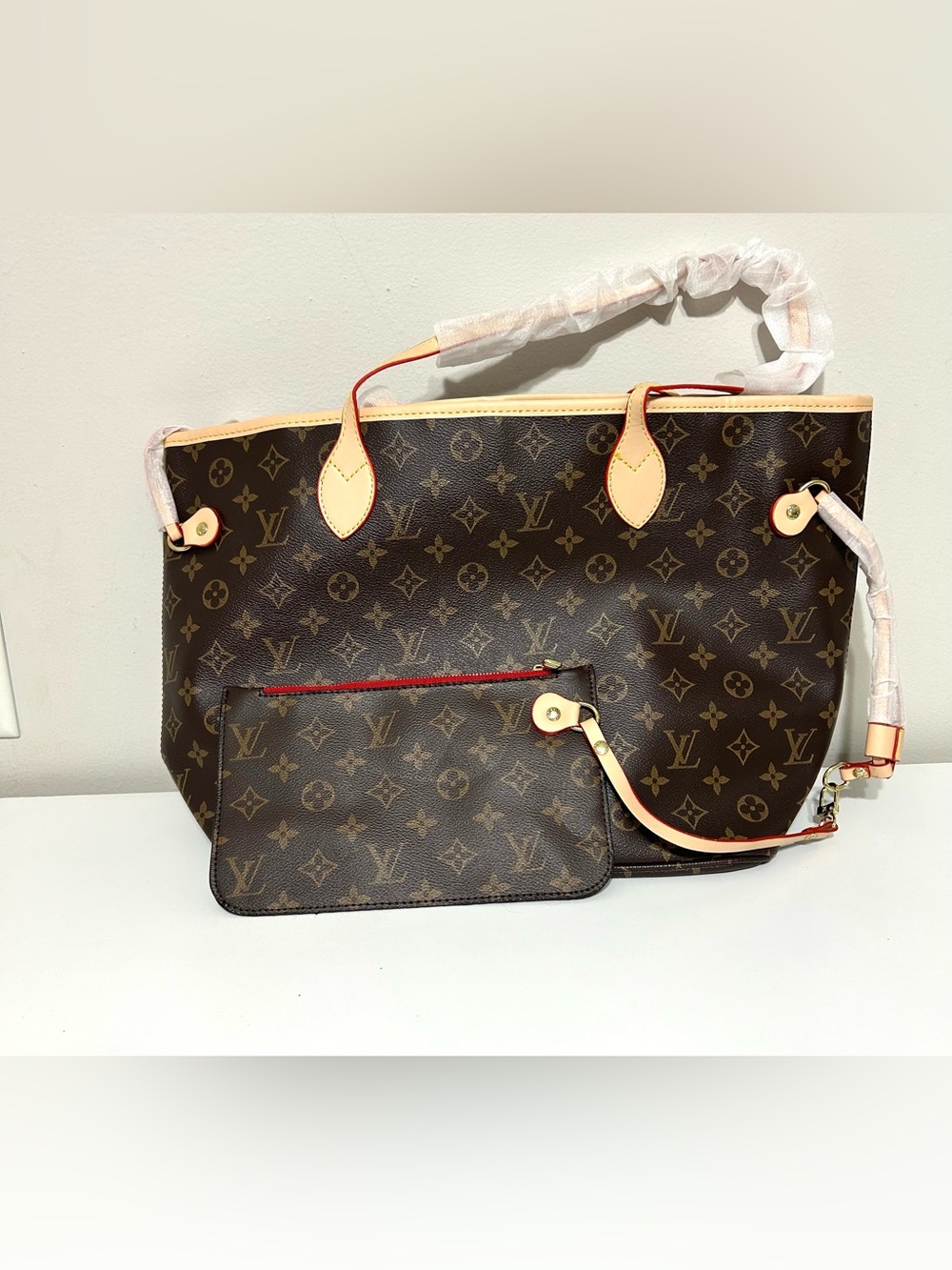 Large Tote Monogram Bag with Wristlet - Picture 3 of 16